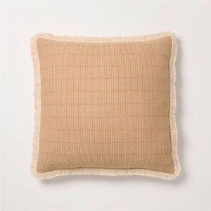 Hearth & Hand 24"x24" Textured Woven Square Toss Pillow, Natural